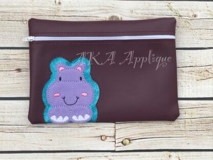 ITH Peeking Henriette Hippo Zipper Pouch Embroidery Design - Image 5