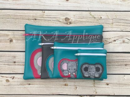 ITH Peeking Ellie Elephant  Zipper Pouch Embroidery Design - Image 3