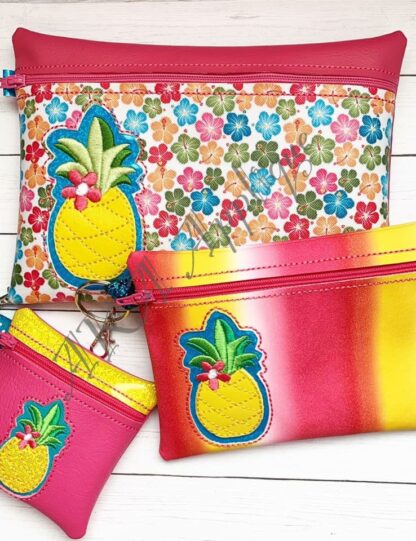 ITH Pineapple Zipper Pouch Embroidery Design