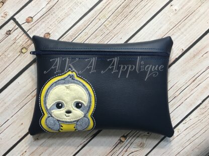 ITH Peeking Sydney Sloth Zipper Pouch Embroidery Design - Image 3