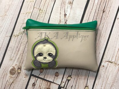 ITH Peeking Sydney Sloth Zipper Pouch Embroidery Design - Image 2