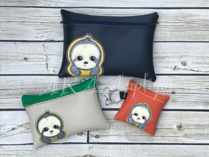 ITH Peeking Sydney Sloth Zipper Pouch Embroidery Design