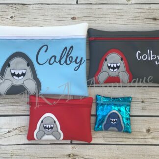 ITH Peeking Sammy Shark Zipper Pouch Embroidery Design