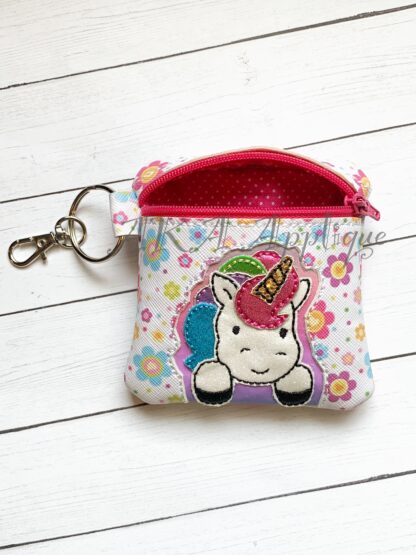 ITH Peeking Sunny Unicorn Zipper Pouch Embroidery Design - Image 2
