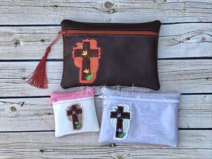 ITH Spring Tulip Cross Zipper Pouch Embroidery Design - Image 4