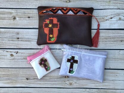 ITH Spring Tulip Cross Zipper Pouch Embroidery Design