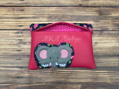 ITH Peeking Ellie Elephant  Zipper Pouch Embroidery Design - Image 2