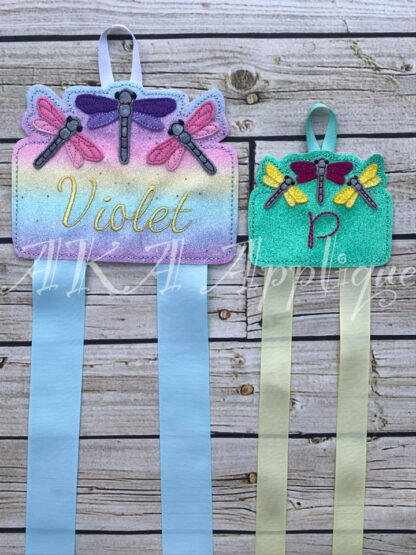 Dahlia Dragonfly Clip Keeper-Bow Holder ITH Embroidery Design - Image 2