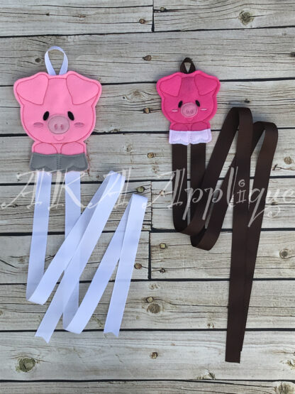 Peeking Piper Pig Clip Keeper-Bow Holder ITH Embroidery Design - Image 2