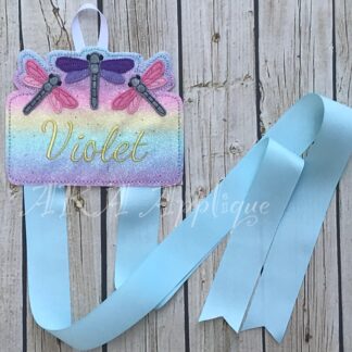 Dahlia Dragonfly Clip Keeper-Bow Holder ITH Embroidery Design