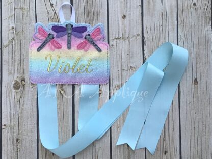 Dahlia Dragonfly Clip Keeper-Bow Holder ITH Embroidery Design