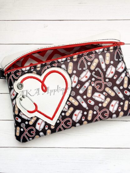 ITH Stethoscope Heart Zipper Pouch Embroidery Design - Image 2