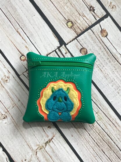 ITH Peeking Sarah Triceratops Zipper Pouch Embroidery Design - Image 4